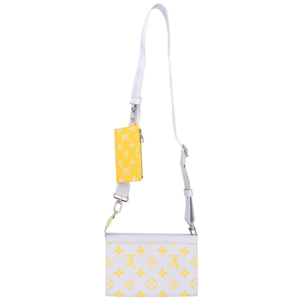 Louis Vuitton Gaston Wallet Monogram Gray Yellow Bag Wearable Shoulder